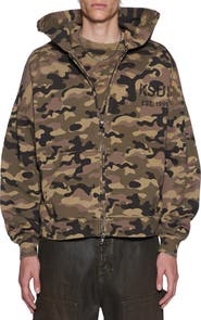 Ksubi Halen Camo Print Cotton French Terry Zip Hoodie