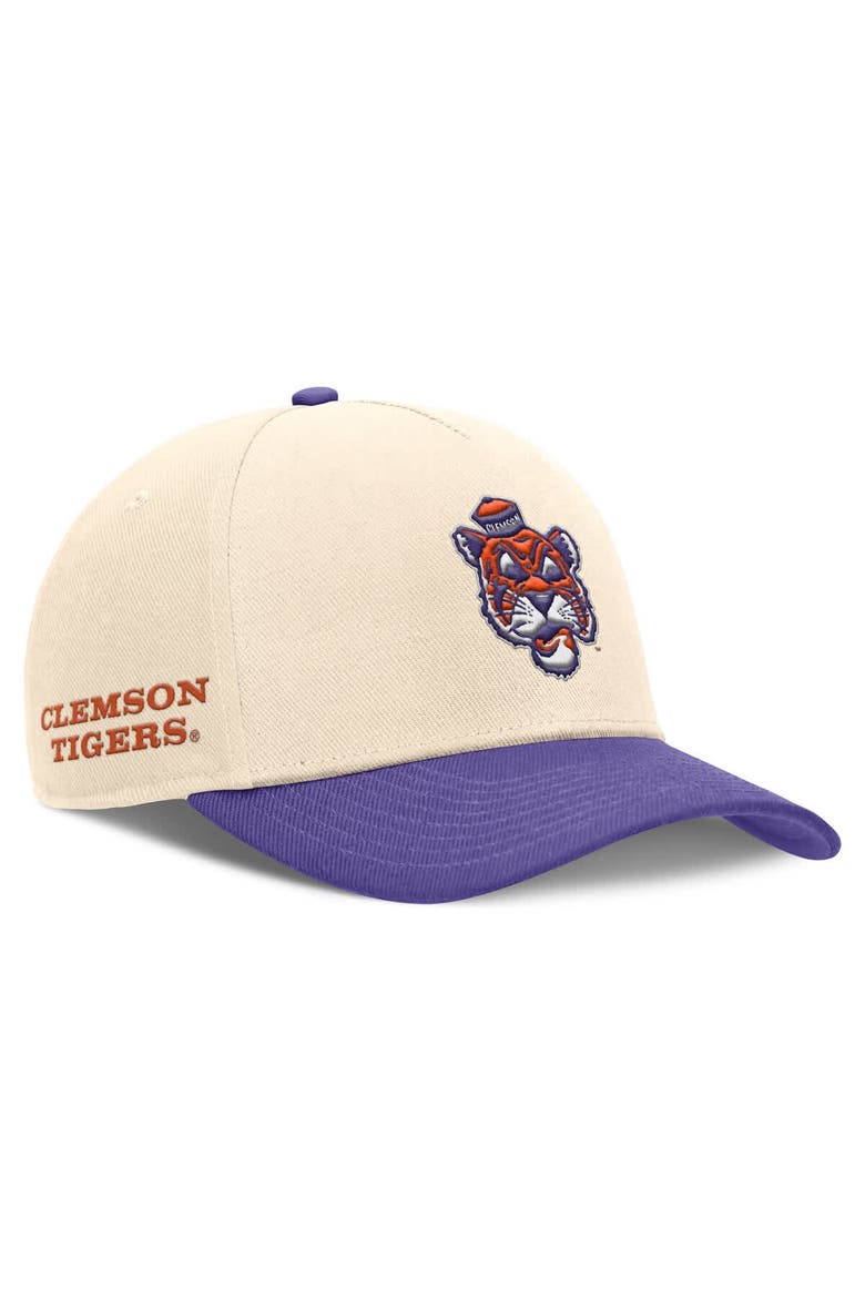 Men's Nike Natural/Purple Clemson Tigers Academic Rise Dri-FIT Adjustable Hat, Main, color, Natural