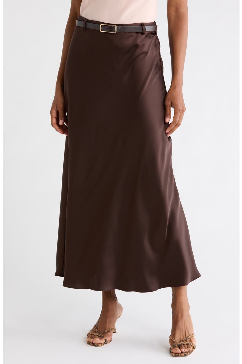 Belted Maxi Skirt, Main, color, COFFEE BEAN