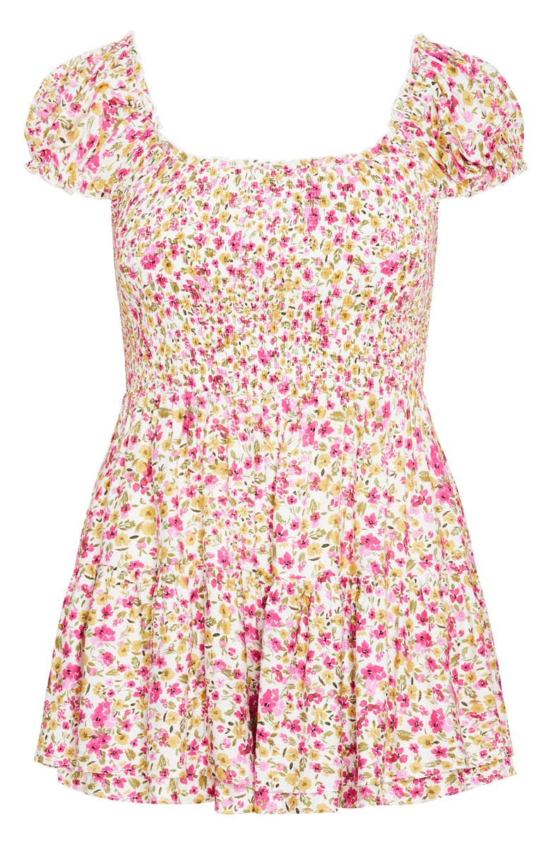 City Chic Floral Print Romper, Alternate, color, Sweet Pea