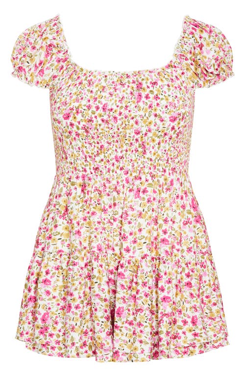 City Chic Floral Print Romper In Pink