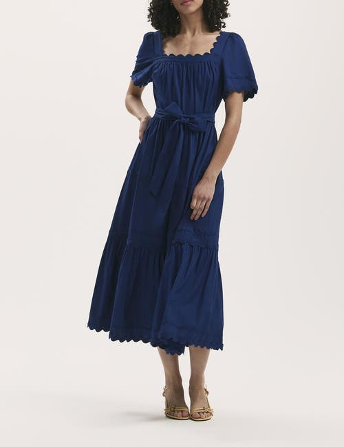 Finery London Corina Cotton Midi Tiered Dress In Purple
