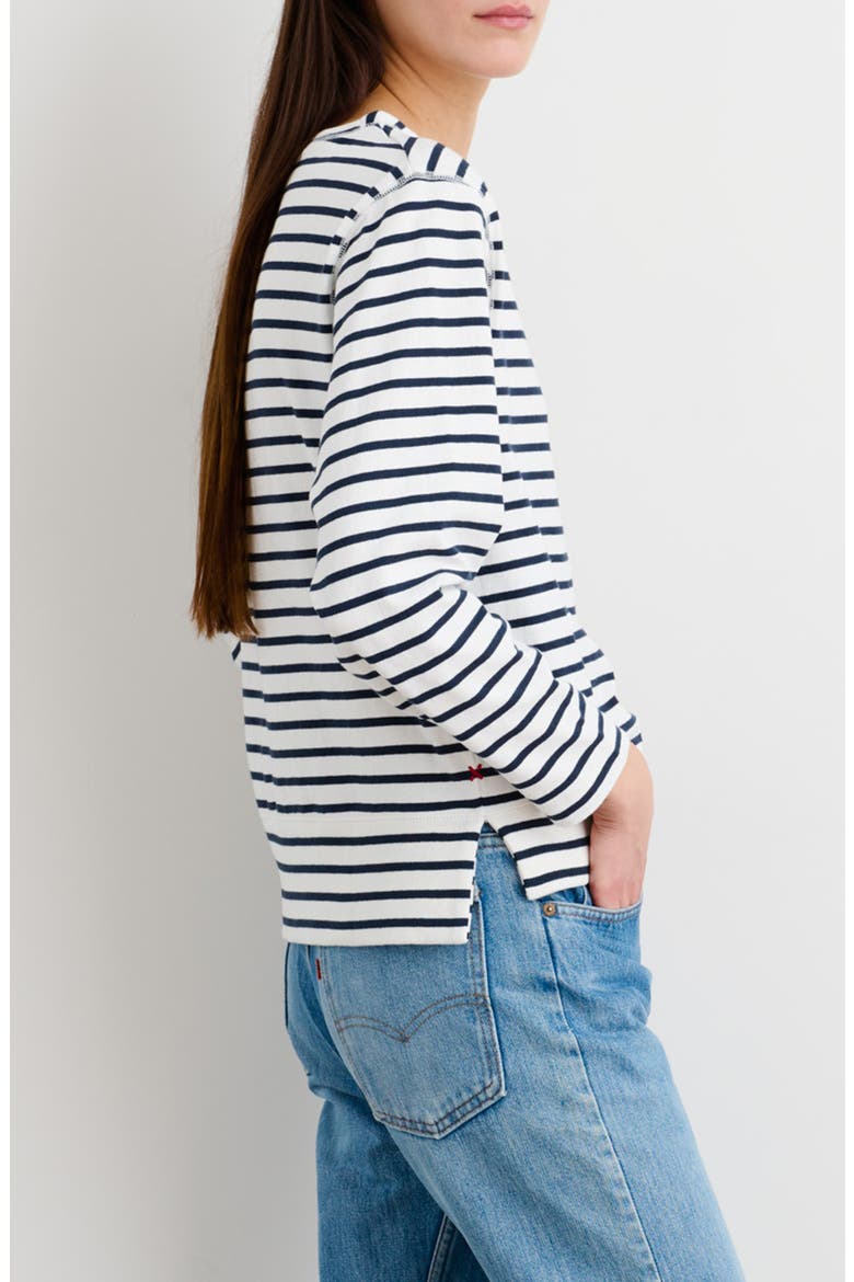 Lakeside Stripe Crewneck Top, Alternate, color, OFF WHITE/ NAVY