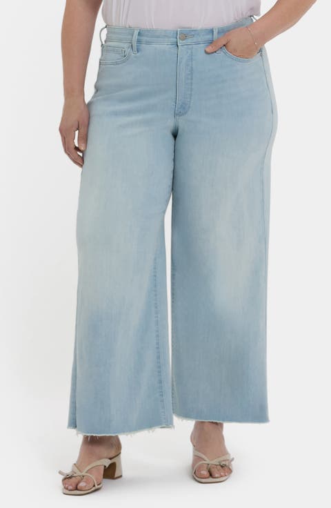 Brodi Cool Embrace® Frayed High Waist Ankle Wide Leg Jeans (Plus)