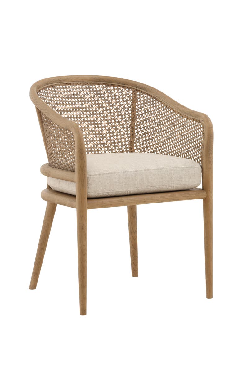 Dovetail Furniture Kendrix Cane Back Linen Dining Chair, Main, color, Beige