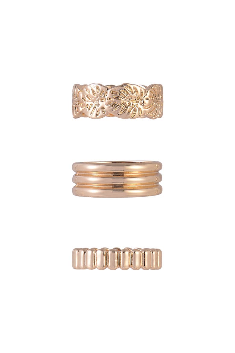 Set of 3 Assorted Band Rings, Alternate, color, GOLD