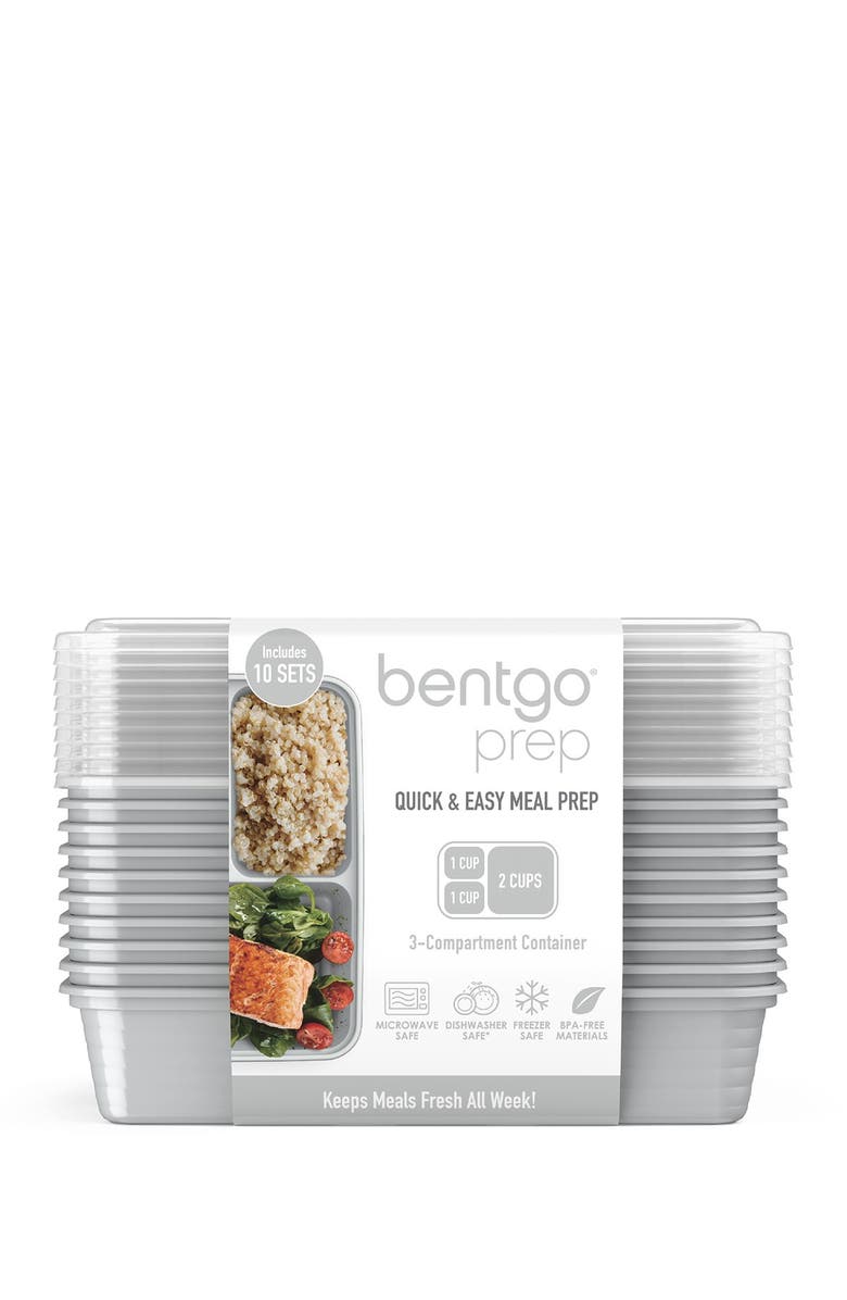 BENTGO Prep 3-Compartment Container - 10 Pack - Silver, Alternate, color, Silver