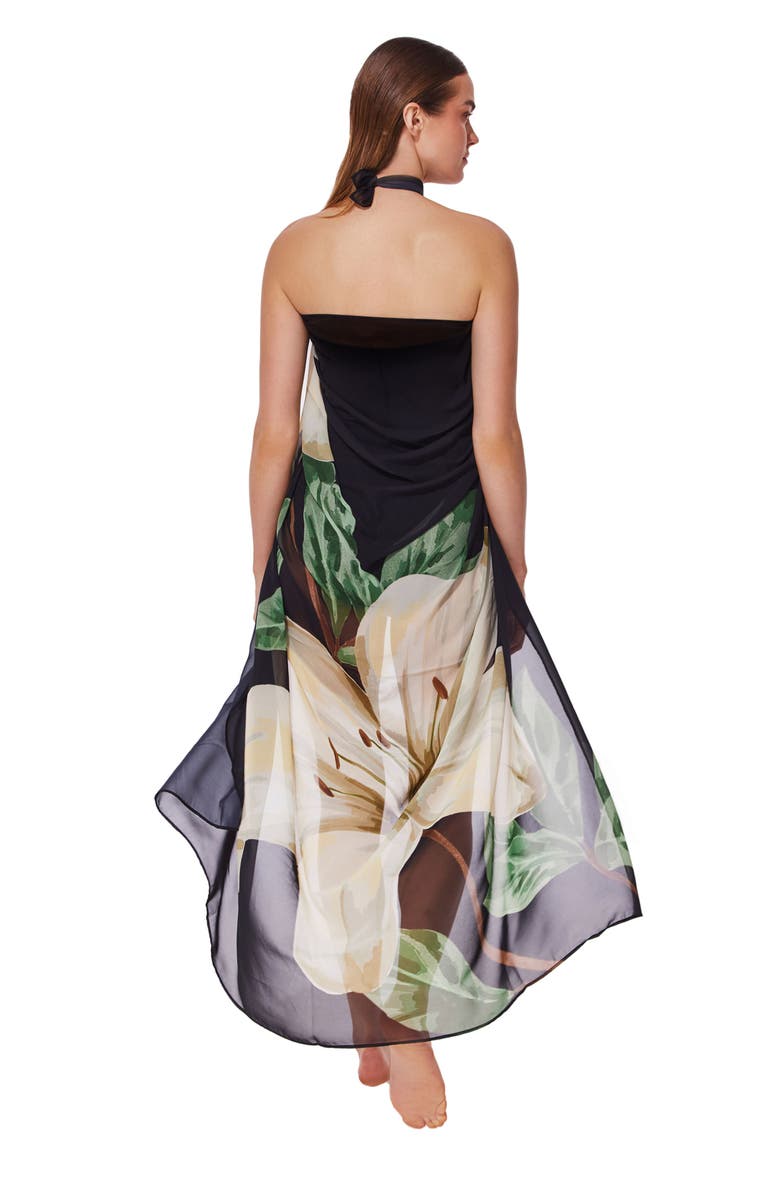 Gottex Yuri Flower Pareo, Alternate, color, Black-Cream