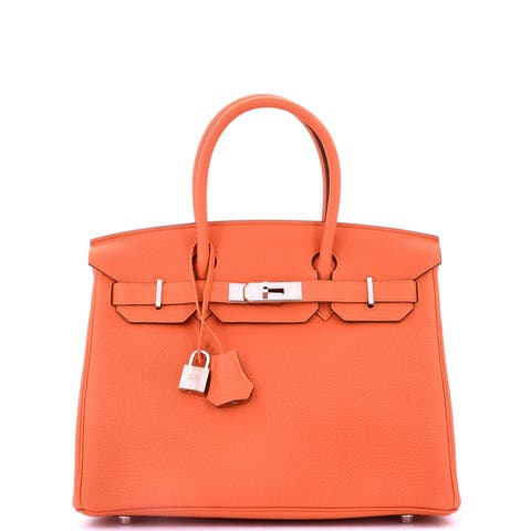 Birkin Handbag Orange Togo with Palladium Hardware 30