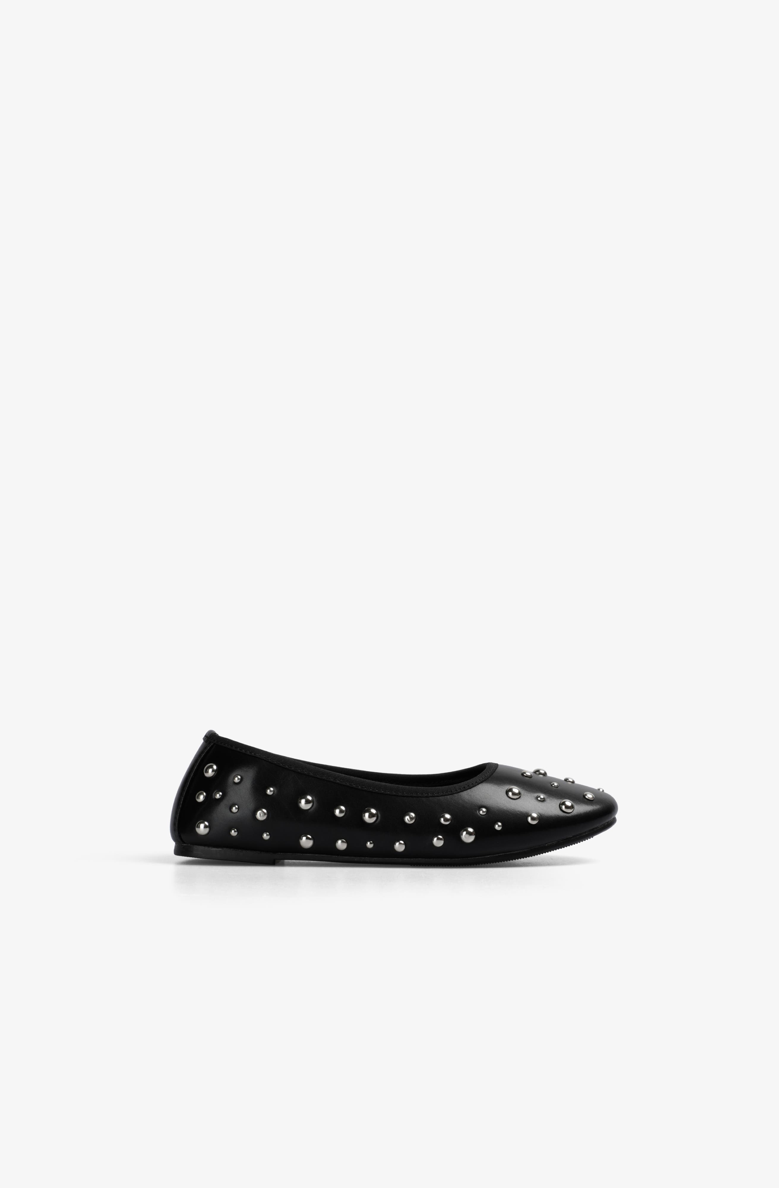 Scalpers Studs Ballet Shoes Girls, Alternate, color, Black