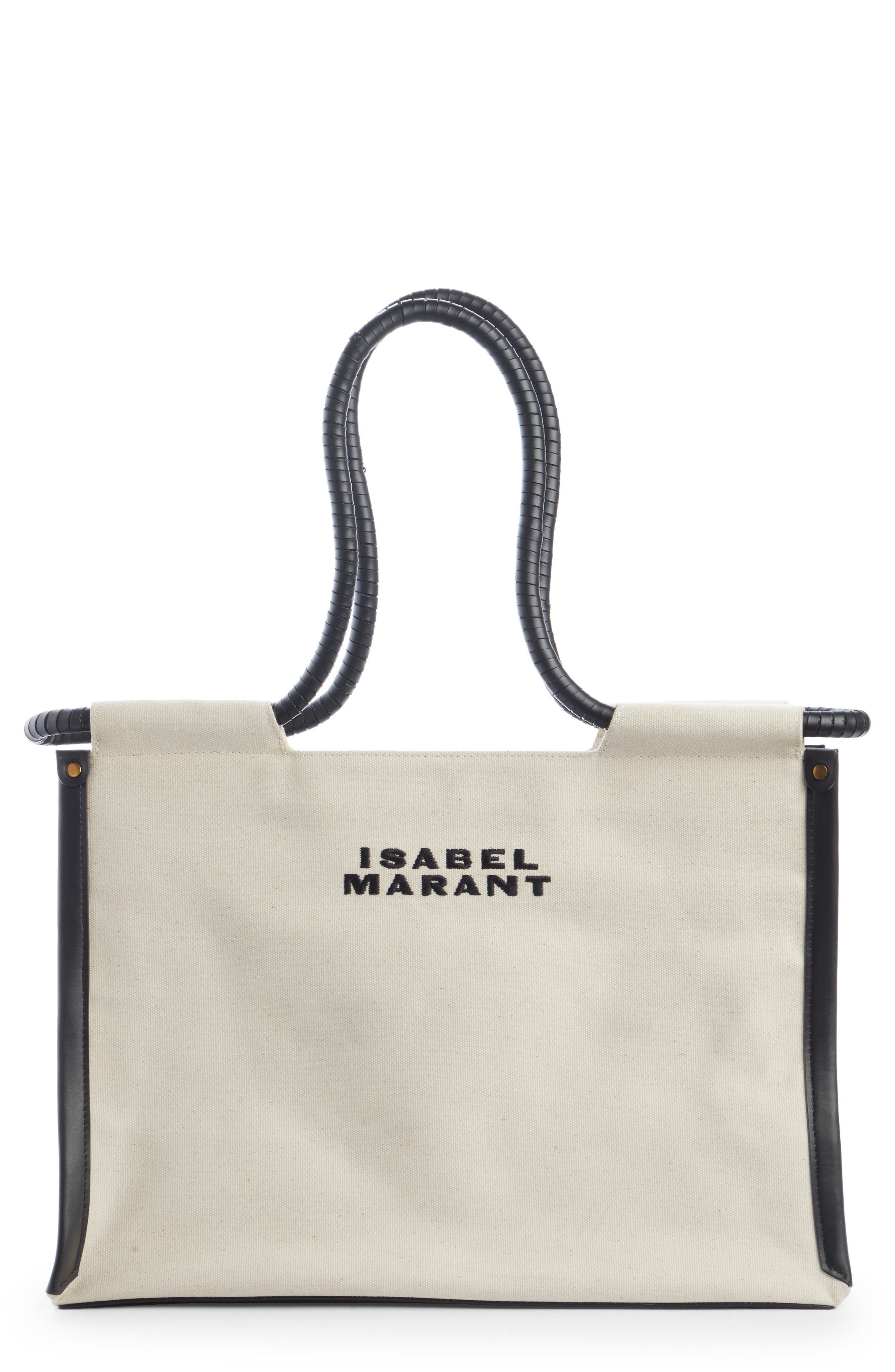 Toledo Logo Canvas Tote, Main, color, ECRU/ BLACK