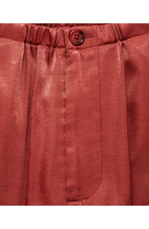 Mango Satin Crop Pants Red In Red