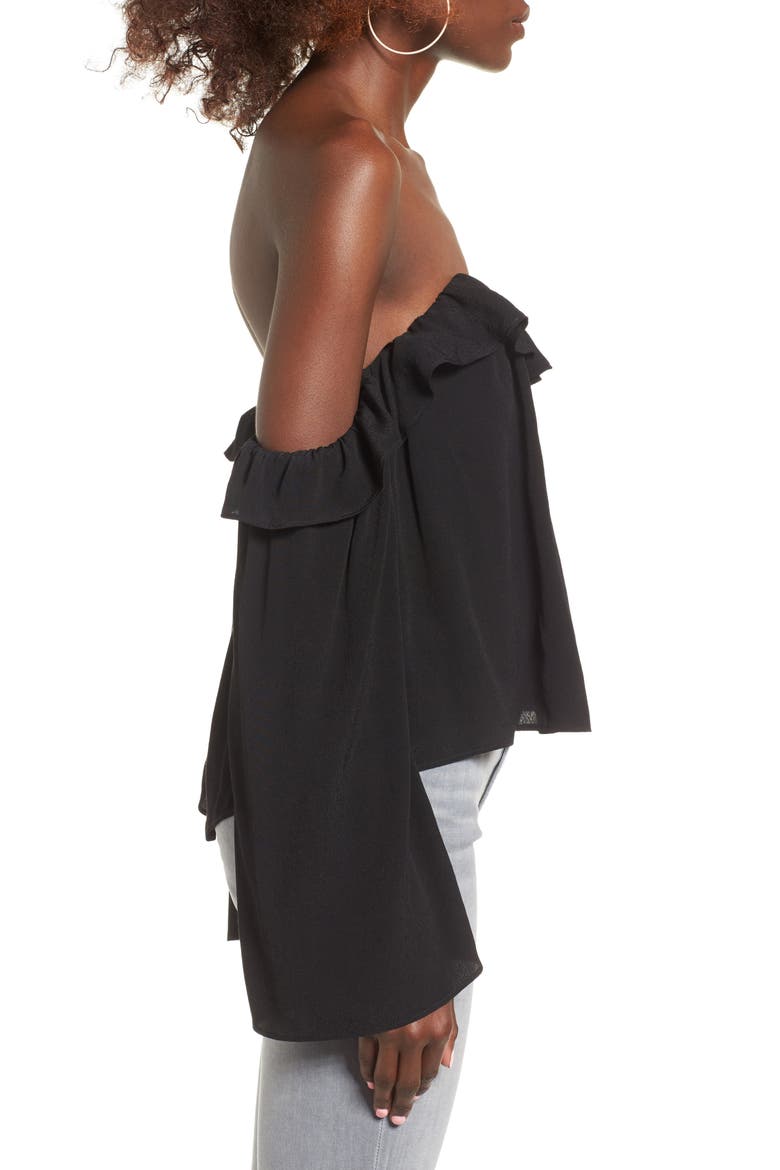 Ruffle Off the Shoulder Blouse, Alternate, color, BLACK