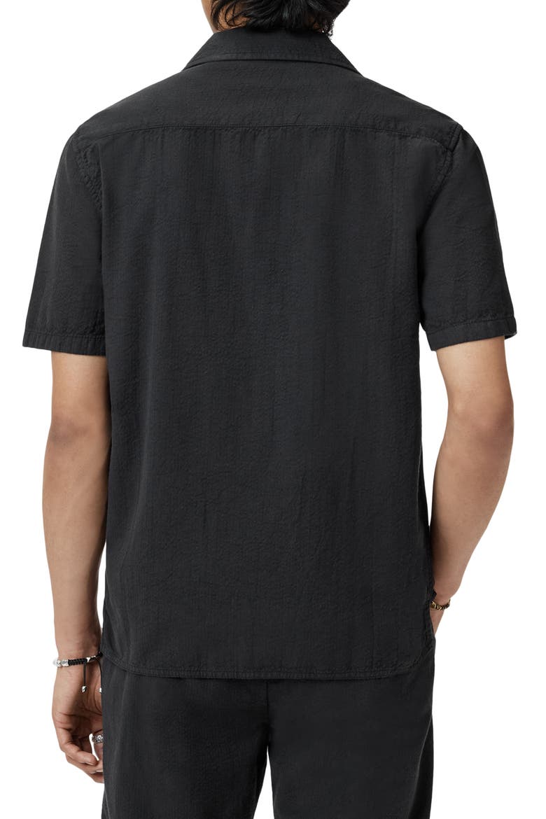 Dan Seersucker Camp Shirt, Alternate, color, BLACK