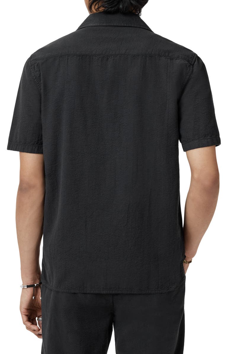 John Varvatos Dan Seersucker Camp Shirt, Alternate, color, Black