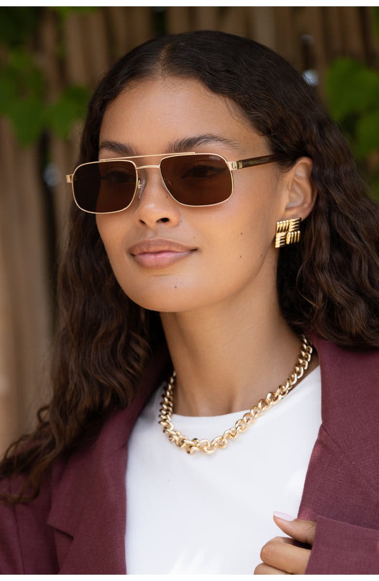 FREYRS Eyewear Vesper Aviator Sunglasses, Alternate, color, Gold / Solid Brown