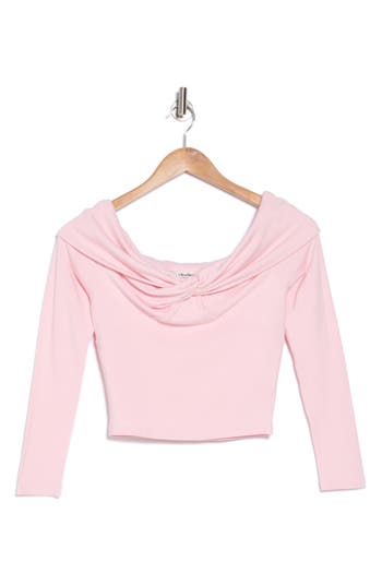 Elodie Twist Front Long Sleeve Top In Baby Pink