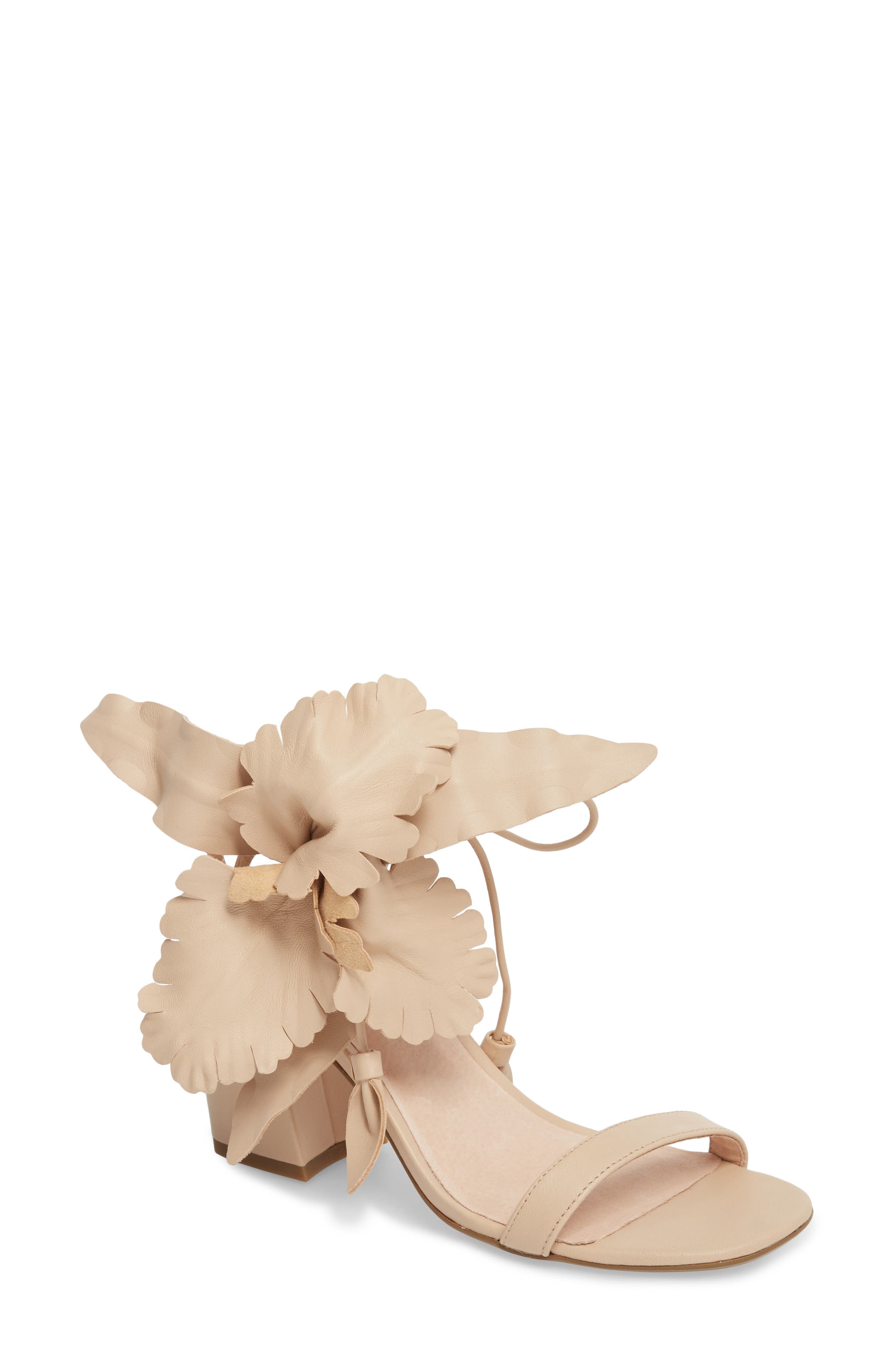 Hibiscus Sandal, Main, color, NUDE LEATHER