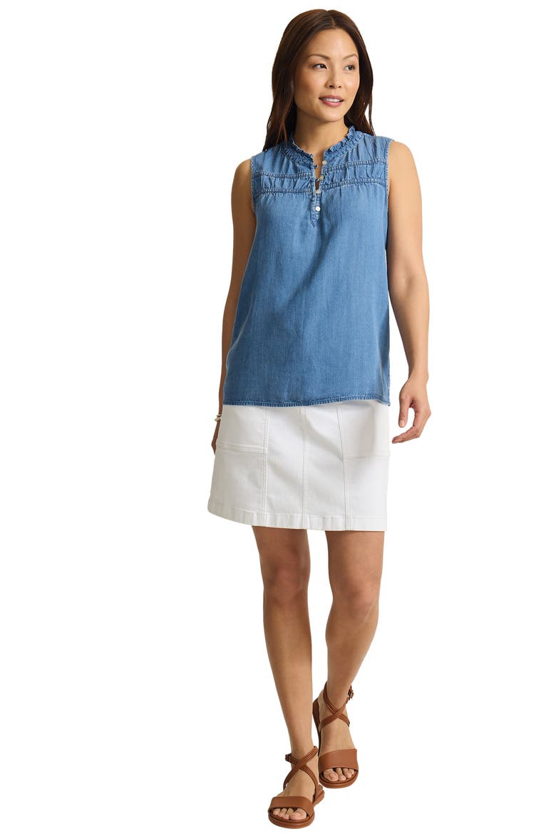 Chambray O Lei Sleeveless Top, Alternate, color, MED INDIGO WASH