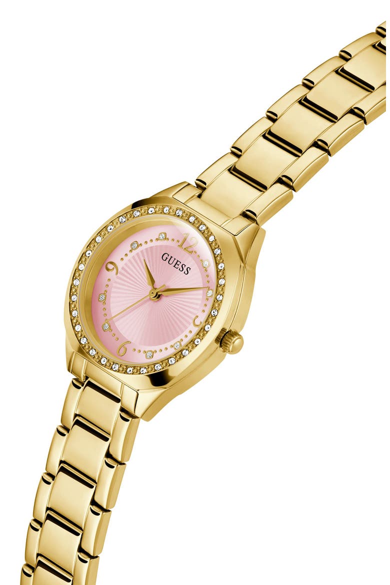 Crystal Bezel & Markers Bracelet Watch, 30mm, Alternate, color, PINK
