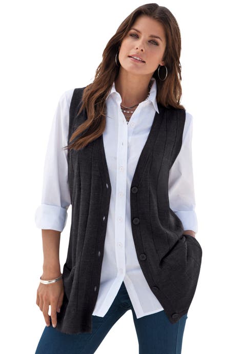 Plus Size Drop Needle Vest Lightweight Sweater Knit