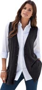 Roaman's Plus Size Drop Needle Vest Lightweight Sweater Knit