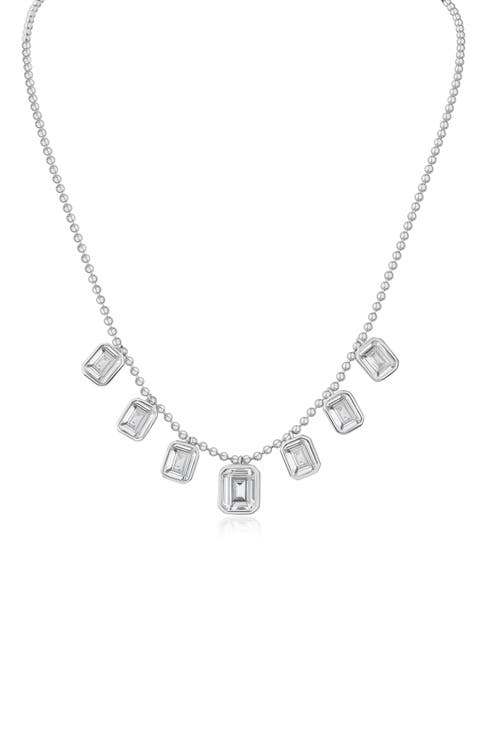 Emerald Cut Cubic Zirconia Charm Necklace