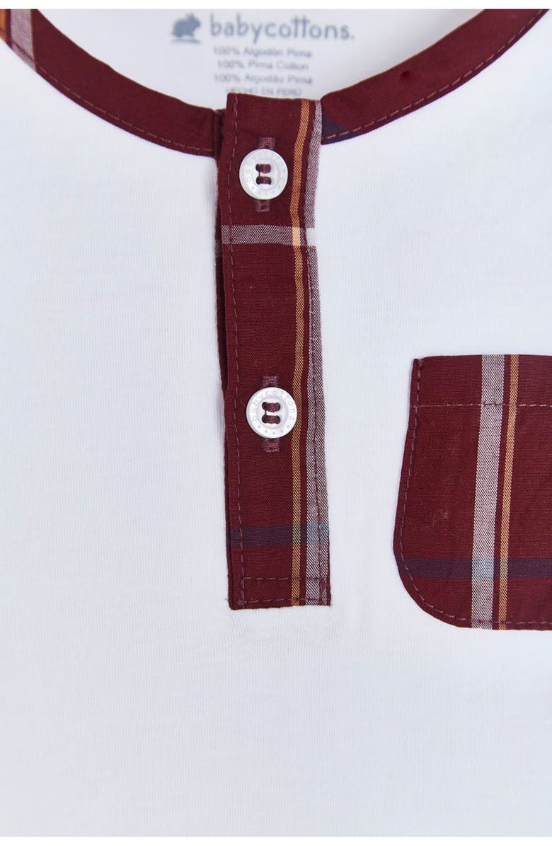 Babycottons Premium Peruvian Pima Cotton Andre Henley Long Sleeve Bodysuit For Infant, Alternate, color, White