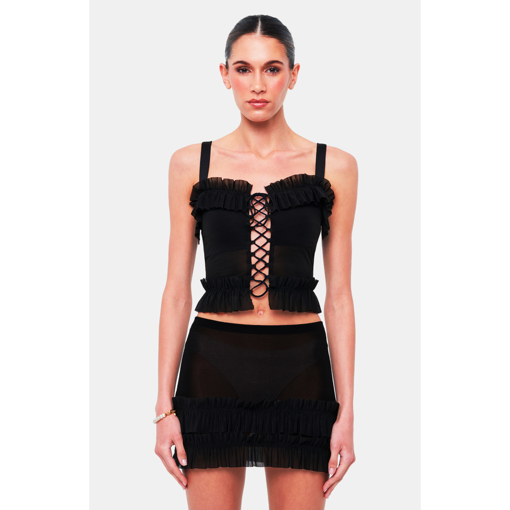 Ow Collection Women's Claire Mesh Top - Black In Black