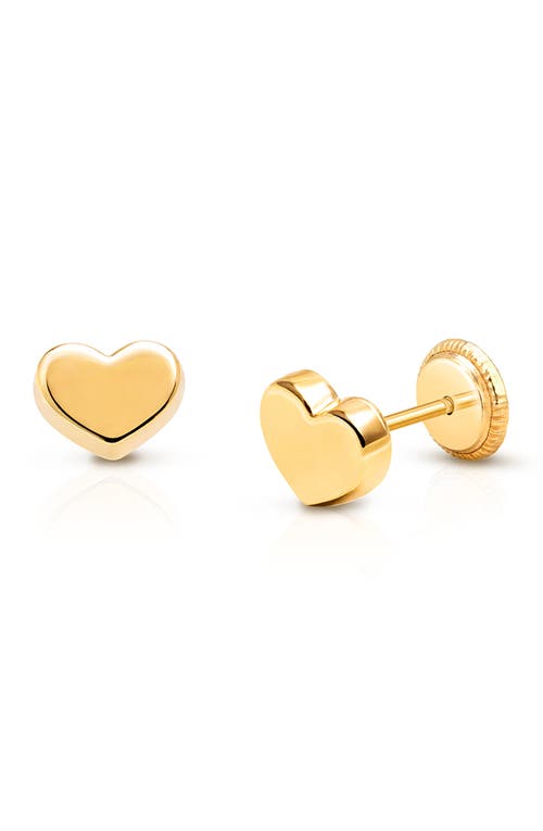 Tiny Blessings 14k Gold Modern Heart Studs Screw Back Earrings In Gold