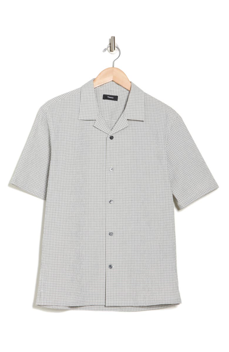 Theory Dazy Short Sleeve Button-Up Camp Shirt, Alternate, color, Baltic/ White