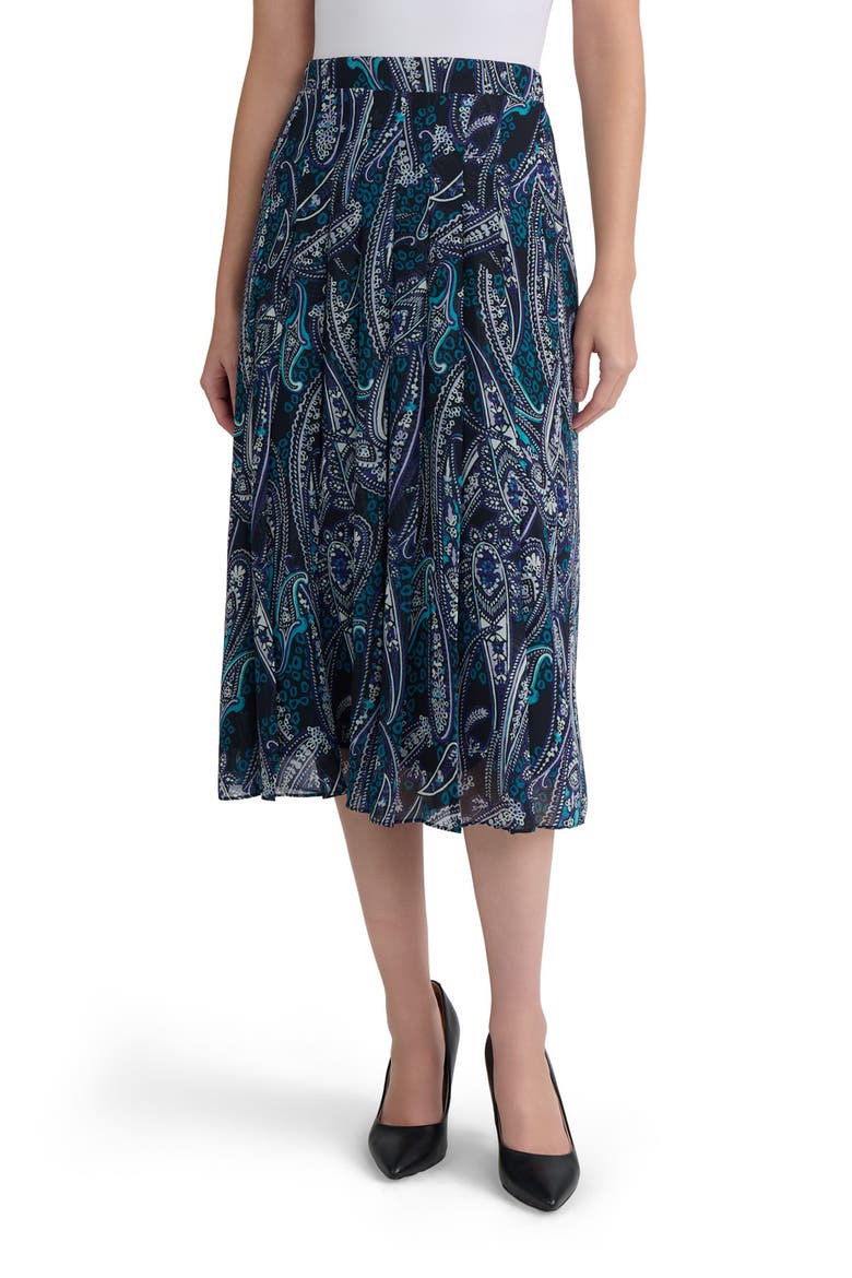 Print Midi Skirt, Main, color, BLACK MULTI