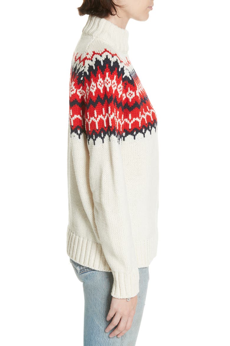 Bansha Fair Isle Merino Wool Sweater, Alternate, color, ECRU/ RED