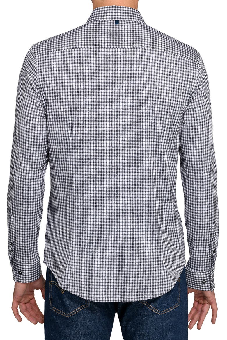 Reworked Slim Fit Grey Gingham Check Cotton Button-Up Shirt, Alternate, color, BLACK/ GREY