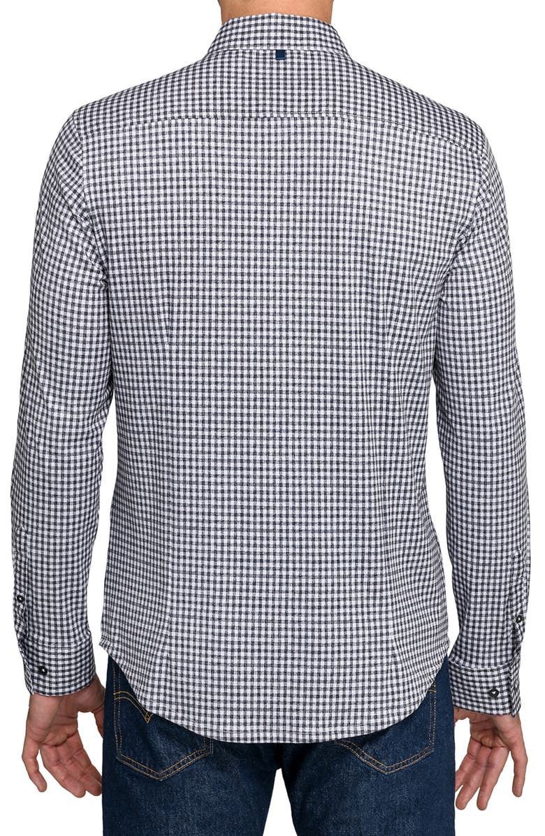 W.R.K Reworked Slim Fit Grey Gingham Check Cotton Button-Up Shirt, Alternate, color, Black/ Grey