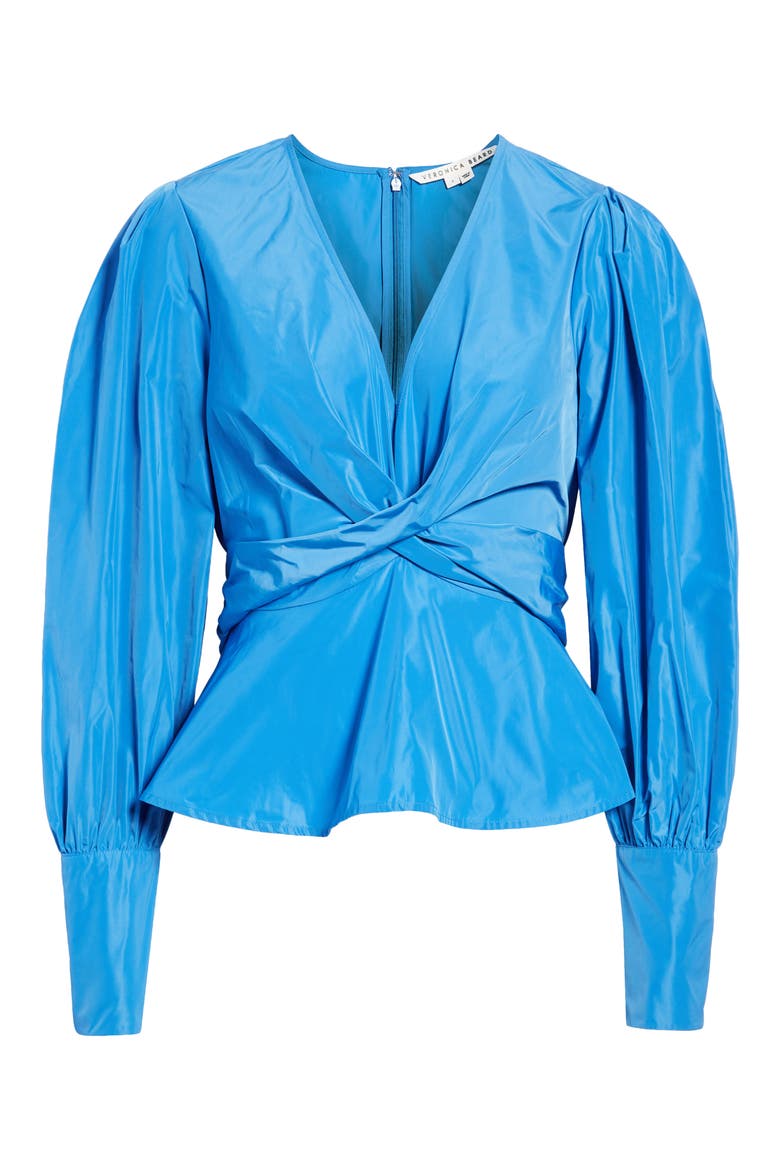 Seema Twist Front Taffeta Blouse, Alternate, color, BLUEBELL