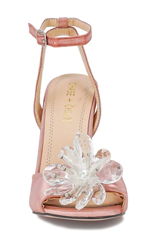 Chase & Chloe Chase And Chloe Lotus Crystal Cluster Ankle Strap Sandal