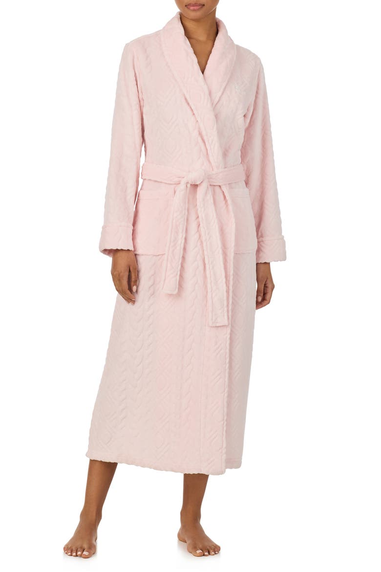 Shawl Collar Long Robe, Main, color, PINK