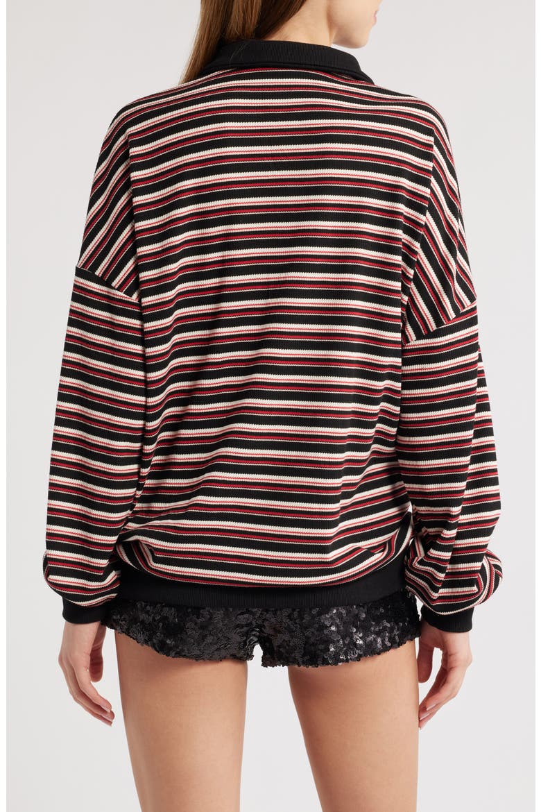 Rugby Stripe Long Sleeve Polo Shirt, Alternate, color, ONYX MULTI