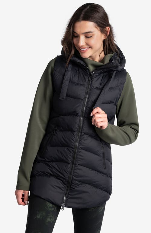 Lole Transition Water Repellent Hooded Quilted Vest In Black