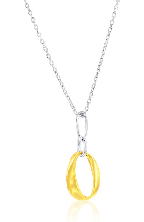 Two-Tone Oval Link Pendant Necklace