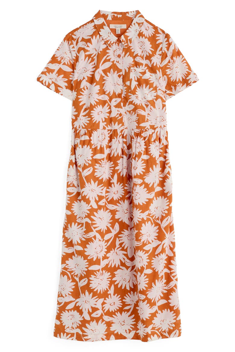 Fleet Daisy Print Organic Cotton Midi Shirtdress, Alternate, color, DAISY SHADOW CUMIN