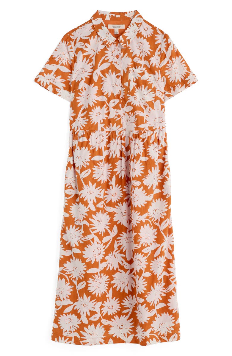 Seasalt Cornwall Fleet Daisy Print Organic Cotton Midi Shirtdress, Alternate, color, Daisy Shadow Cumin
