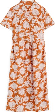 Seasalt Cornwall Fleet Daisy Print Organic Cotton Midi Shirtdress