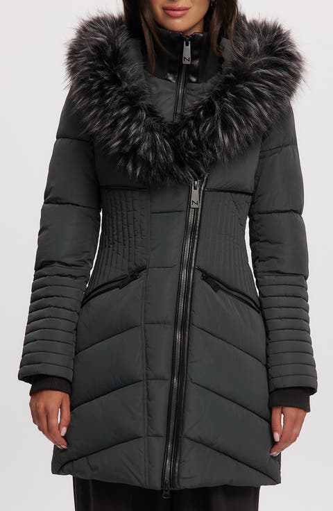 Gigi Vegan Faux Fur Trim Quilted Parka
