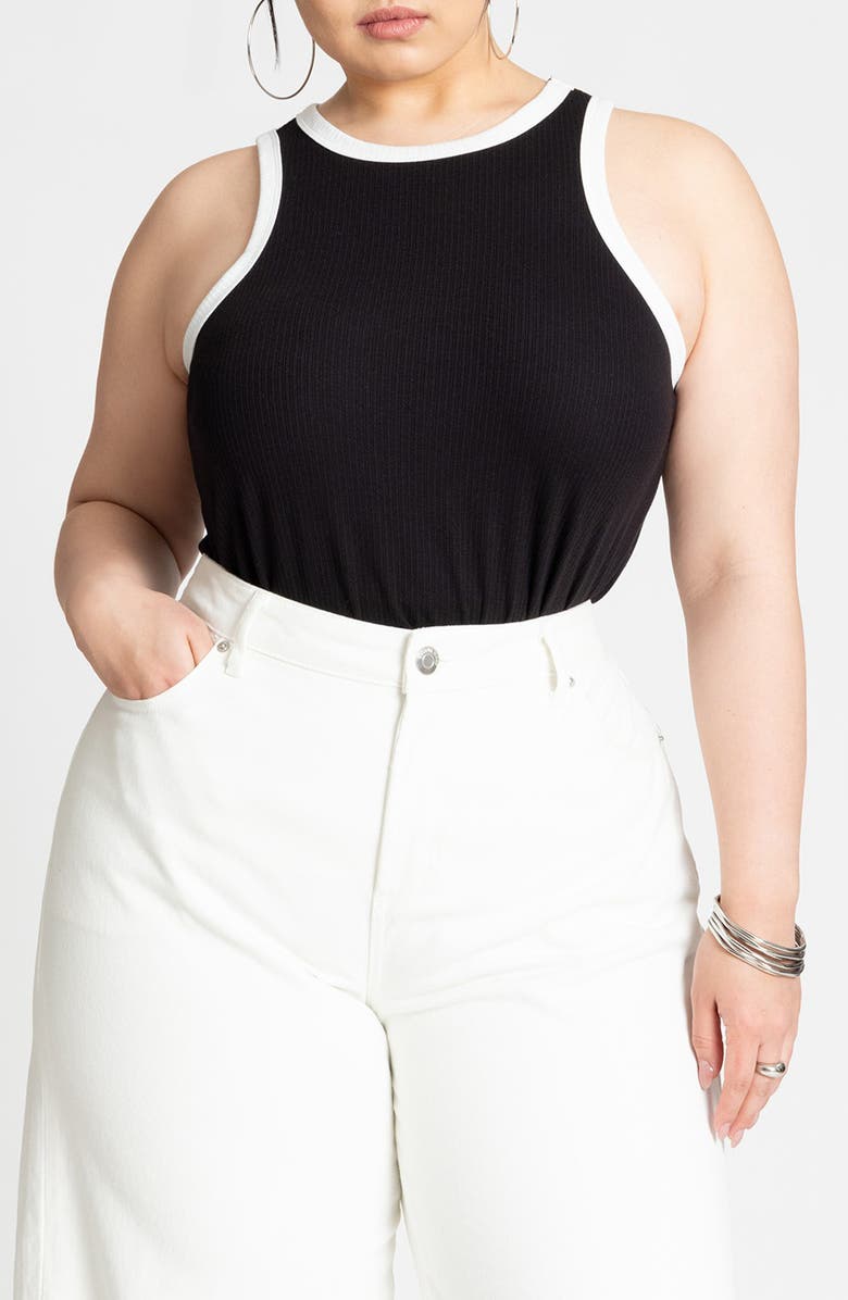 ELOQUII Rib Knit Racerback Tank Top, Main, color, 