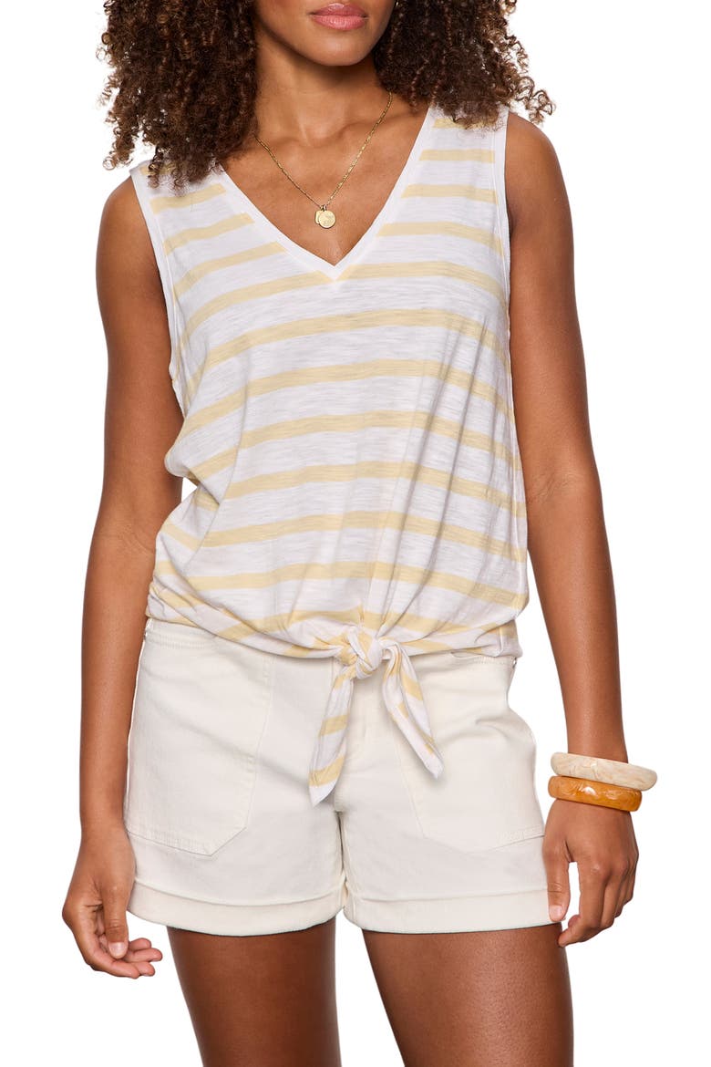 Floral Print Cotton Blend Tank, Main, color, BANANA YELLOW/ WHITE