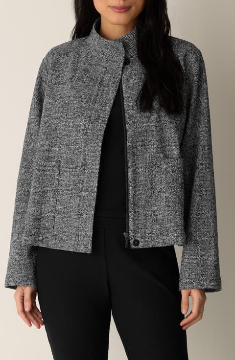 Organic Cotton Blend Stand Collar Jacket