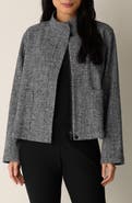 Eileen Fisher Organic Cotton Blend Stand Collar Jacket