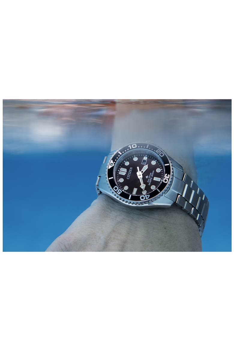 Promaster Dive Eco-Drive Bracelet Watch, 41mm, Alternate, color, SILVER-TONE